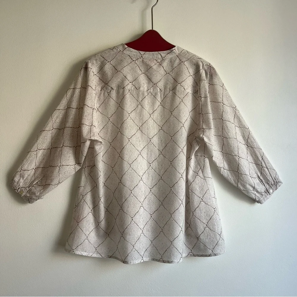 Oliphant Cotton Voile Tunic Top in Trellis Print